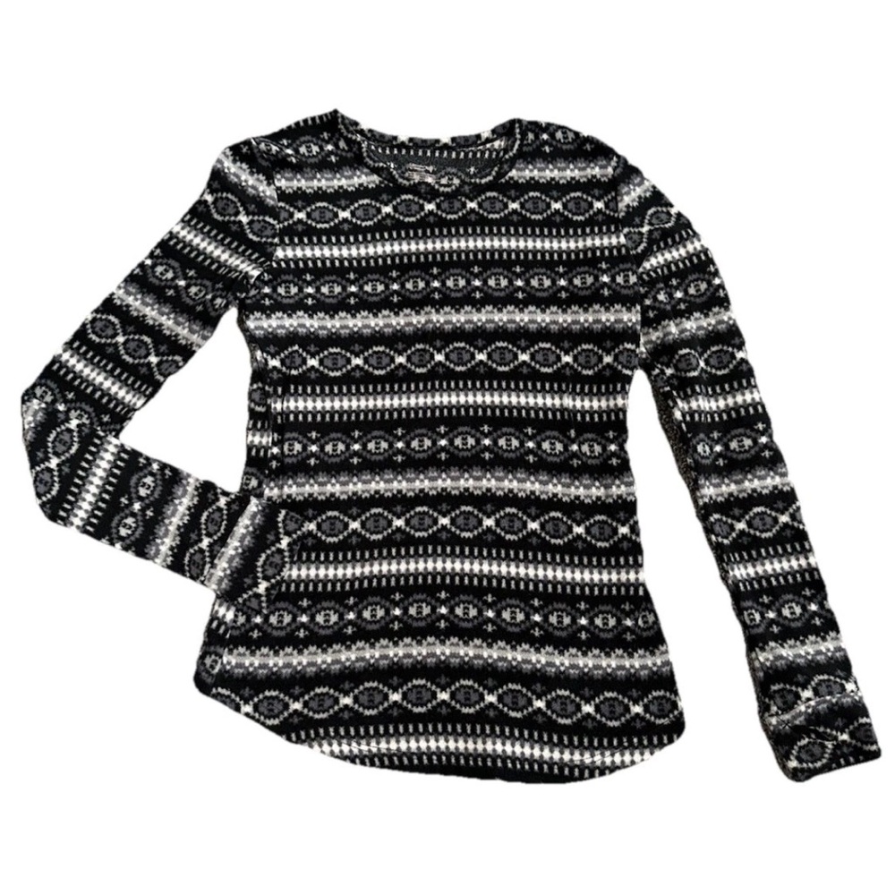 Climate Right By Cuddl Duds BLACK/WHITE Stripe Warmth Layering Size S